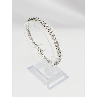 14K White Gold Round Cut Diamond Tennis Link Bracelet