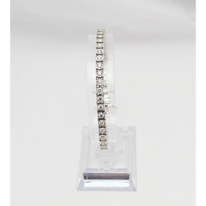 14K White Gold Round Cut Diamond Tennis Link Bracelet