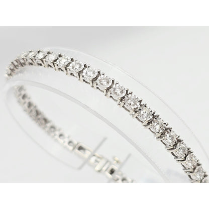14K White Gold Round Cut Diamond Tennis Link Bracelet