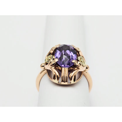 Vintage 14K Two Tone Gold Oval Sapphire Ring