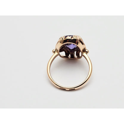 Vintage 14K Two Tone Gold Oval Sapphire Ring