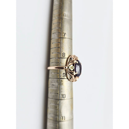 Vintage 14K Two Tone Gold Oval Sapphire Ring