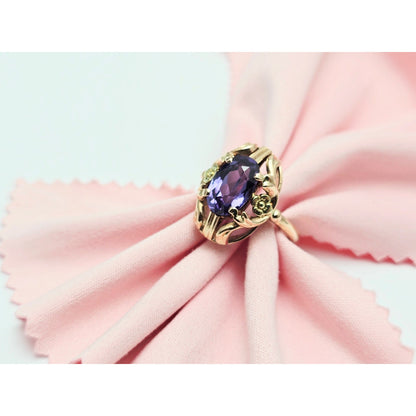 Vintage 14K Two Tone Gold Oval Sapphire Ring
