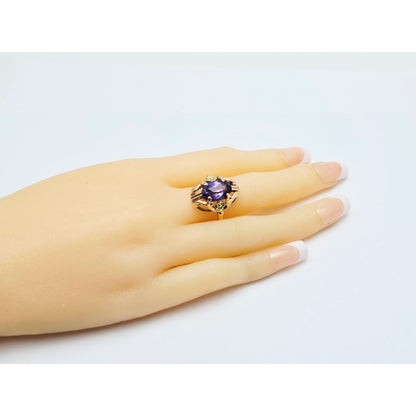 Vintage 14K Two Tone Gold Oval Sapphire Ring