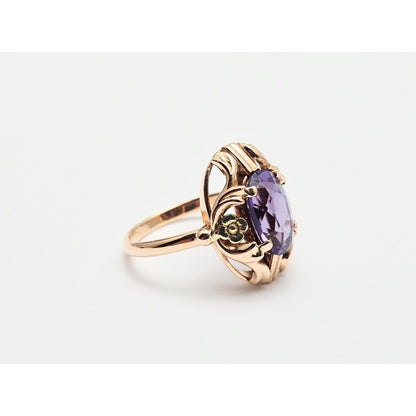 Vintage 14K Two Tone Gold Oval Sapphire Ring
