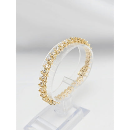 14K Yellow Gold White Sapphire Tennis Link Bracelet