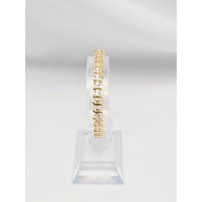 14K Yellow Gold White Sapphire Tennis Link Bracelet