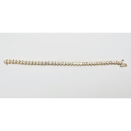 14K Yellow Gold White Sapphire Tennis Link Bracelet