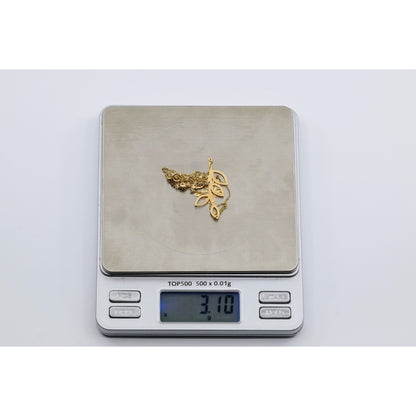 Thin 18K Yellow Gold Butterfly & Leaf Branch Y Lariat Drop Resizable Necklace