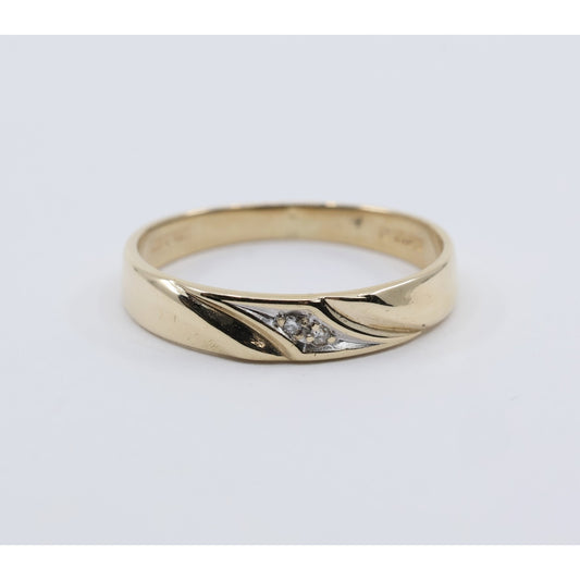 10K Yellow Gold Polished Diamond Wedding Band Ring