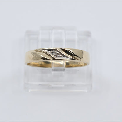 10K Yellow Gold Polished Diamond Wedding Band Ring