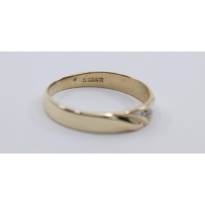 10K Yellow Gold Polished Diamond Wedding Band Ring