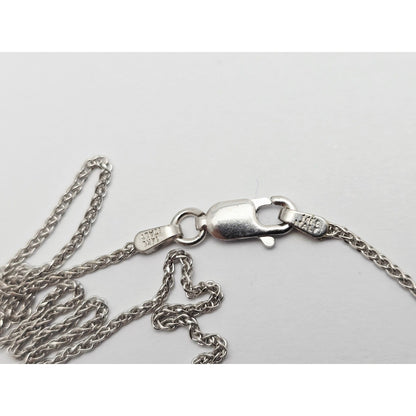 14K White Gold Mesh Link Chain Necklace & Triple Diamond Round Charm Pendant