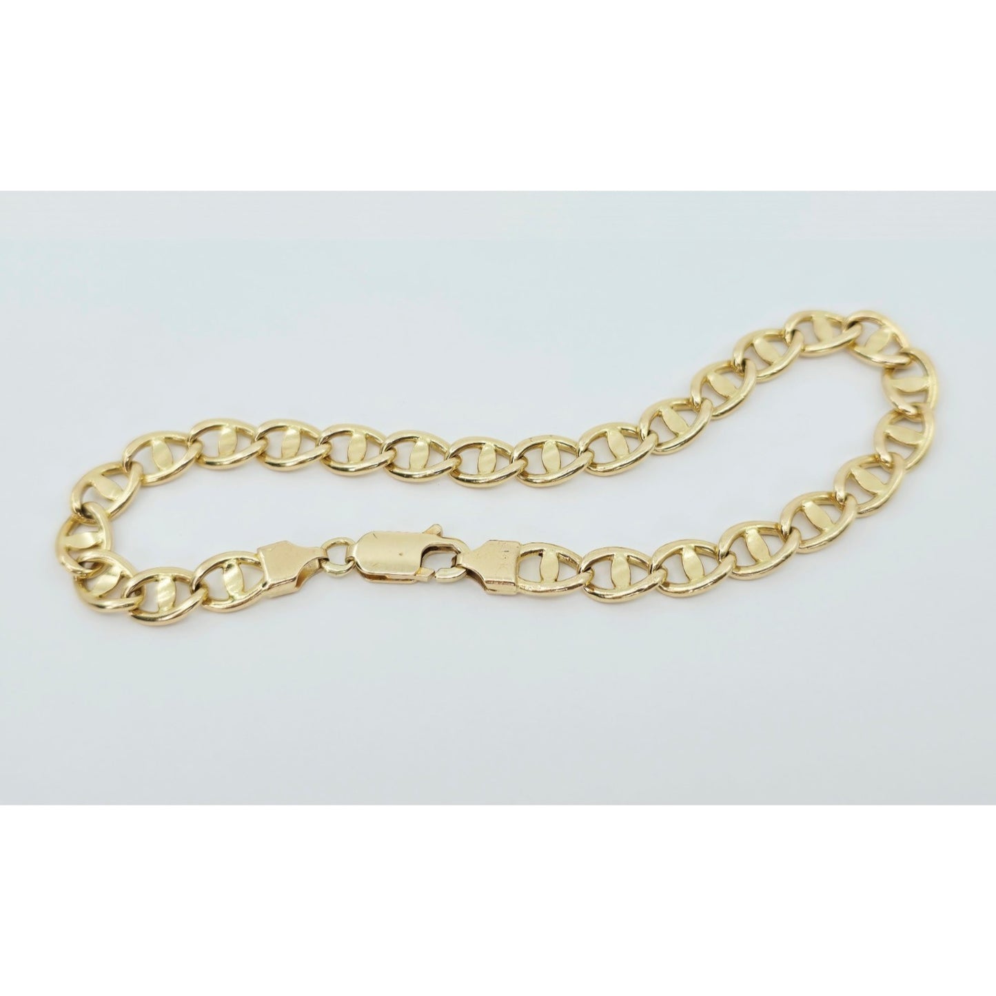 14K Yellow Gold Mariner Anchor Link Chain Bracelet