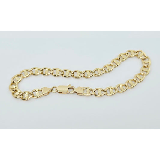 14K Yellow Gold Mariner Anchor Link Chain Bracelet
