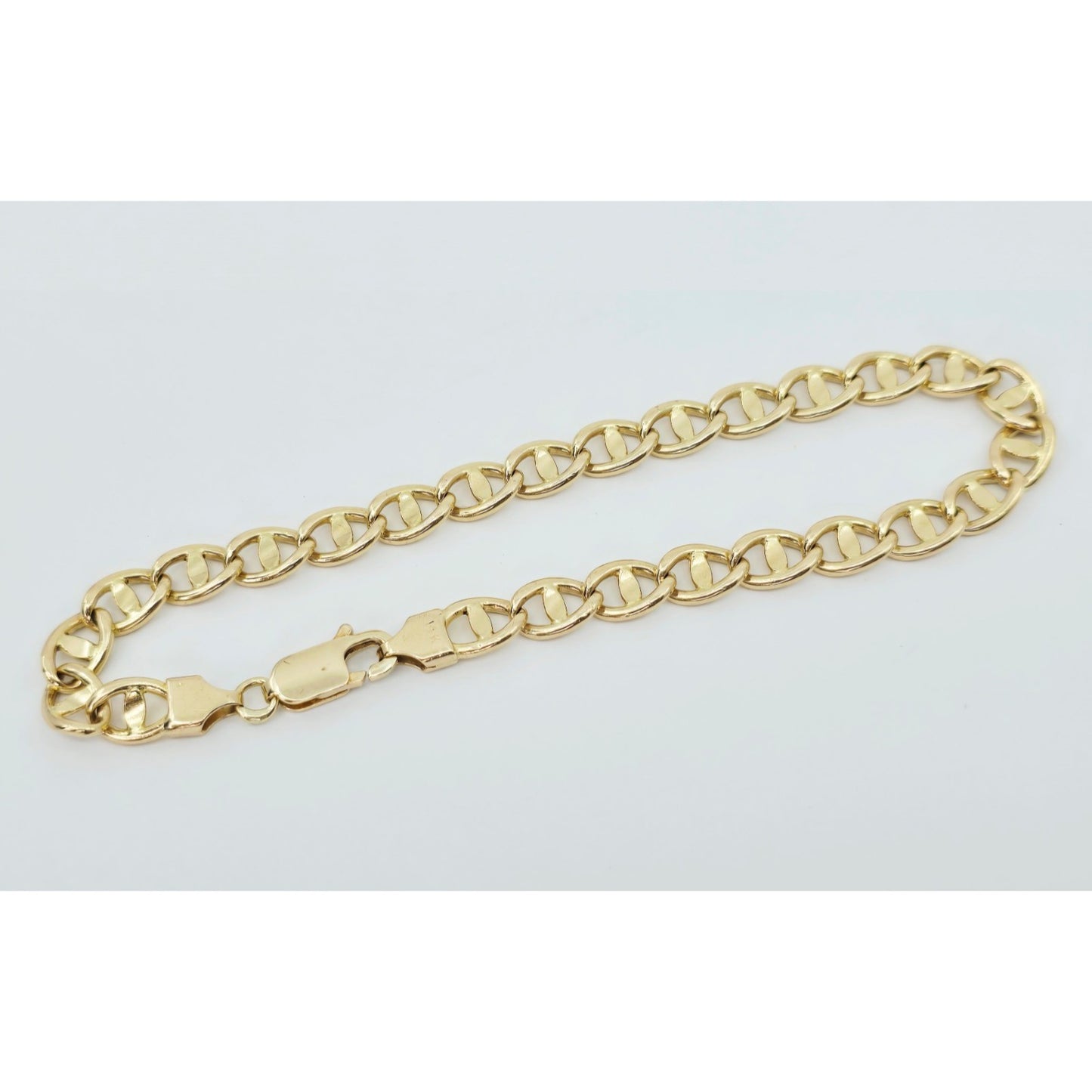 14K Yellow Gold Mariner Anchor Link Chain Bracelet