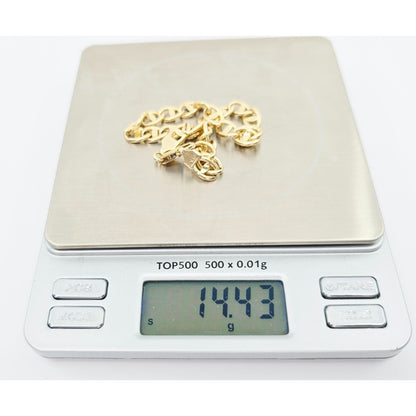 14K Yellow Gold Mariner Anchor Link Chain Bracelet