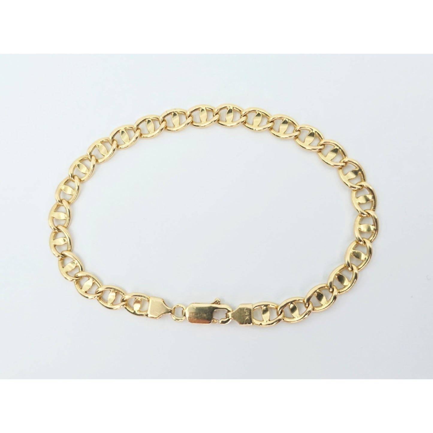 14K Yellow Gold Mariner Anchor Link Chain Bracelet