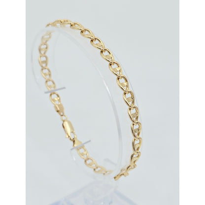 14K Yellow Gold Mariner Anchor Link Chain Bracelet