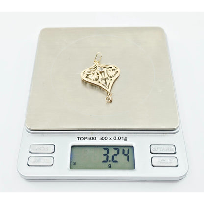 Vintage 14K Yellow Gold Diamond Cut Drop Dangle Charm Pendant