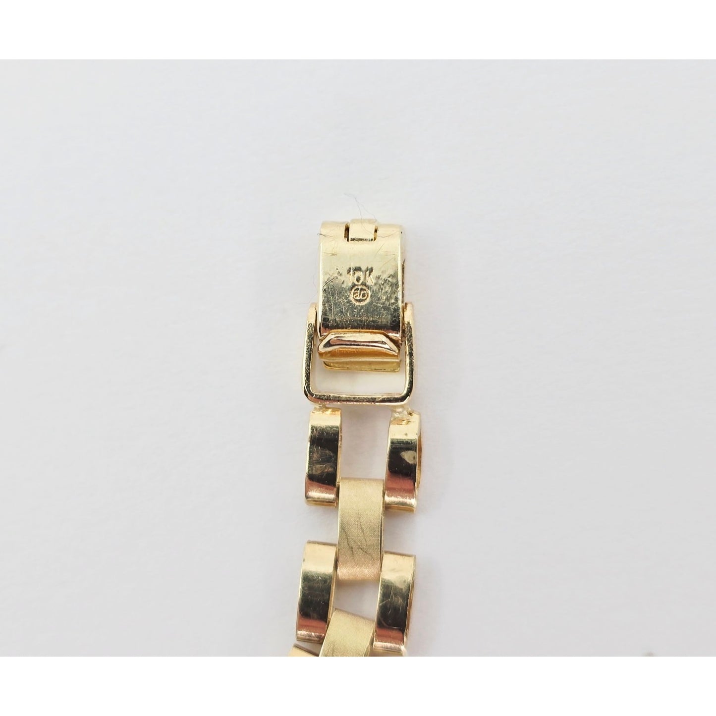 10K Yellow Gold Four Leaf Clover Rolex Link Chain CZ Bracelet