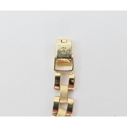 10K Yellow Gold Four Leaf Clover Rolex Link Chain CZ Bracelet