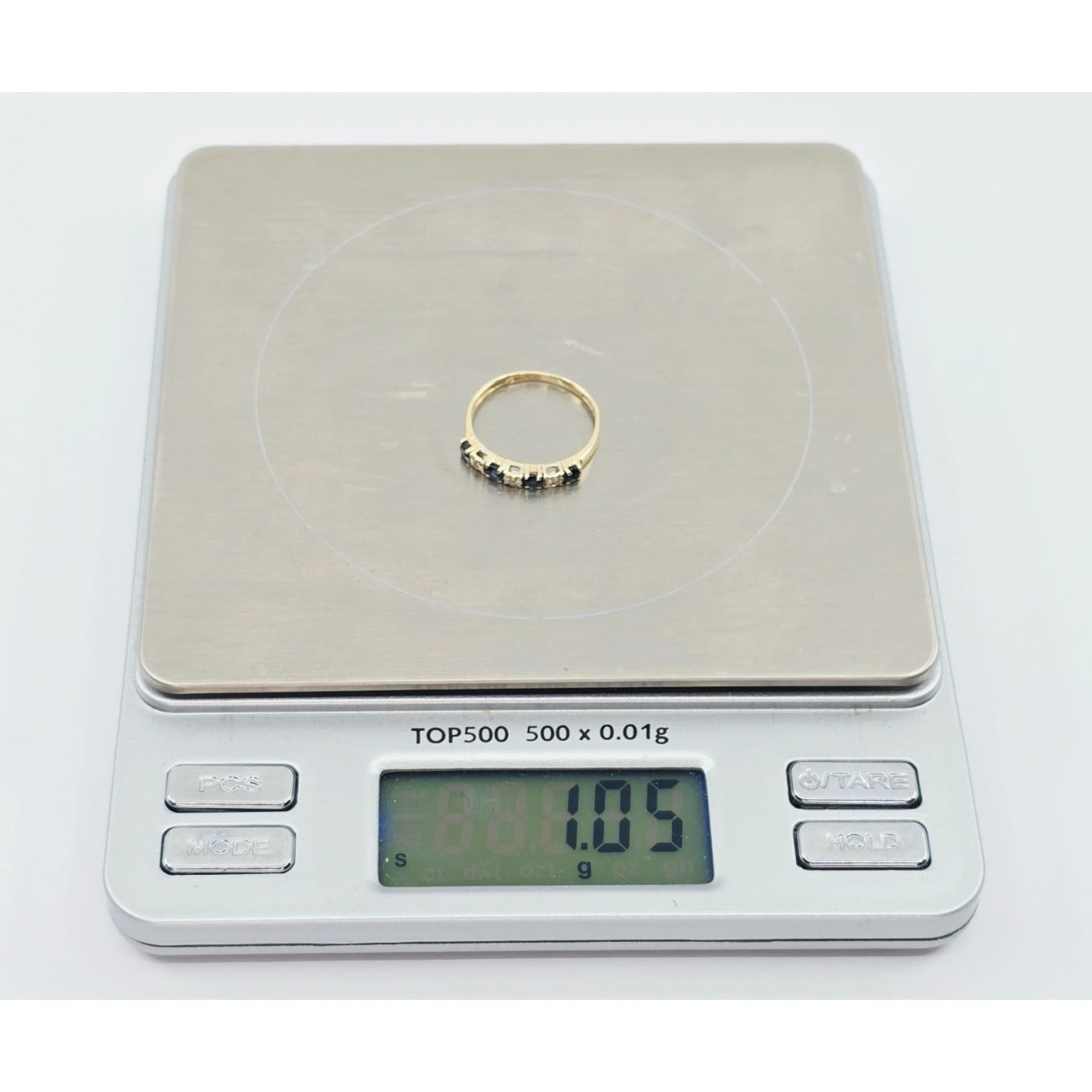 10K Yellow Gold Single Row Sapphire & Diamond Ring