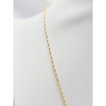 14K Yellow Gold Initial Name "Mila" Charm Pendant Cable Link Chain Necklace