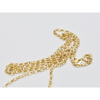 14K Yellow Gold Initial Name "Mila" Charm Pendant Cable Link Chain Necklace