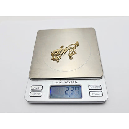 14K Yellow Gold Initial Name "Mila" Charm Pendant Cable Link Chain Necklace