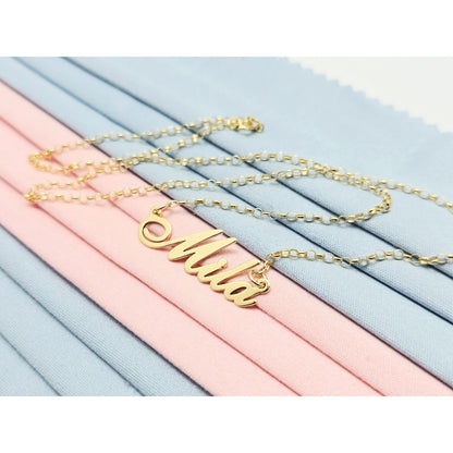 14K Yellow Gold Initial Name "Mila" Charm Pendant Cable Link Chain Necklace