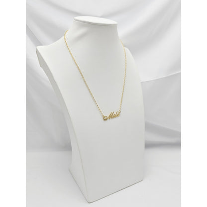 14K Yellow Gold Initial Name "Mila" Charm Pendant Cable Link Chain Necklace