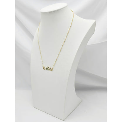 14K Yellow Gold Initial Name "Mila" Charm Pendant Cable Link Chain Necklace