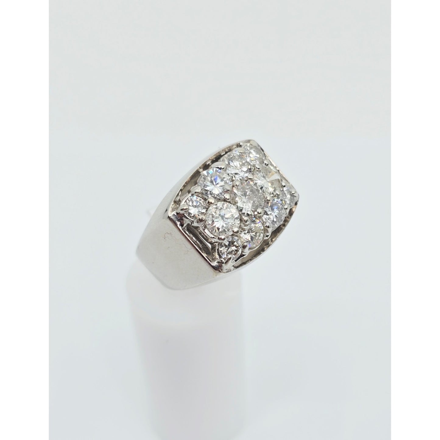 14K White Gold Men's Diamond Cluster Ring