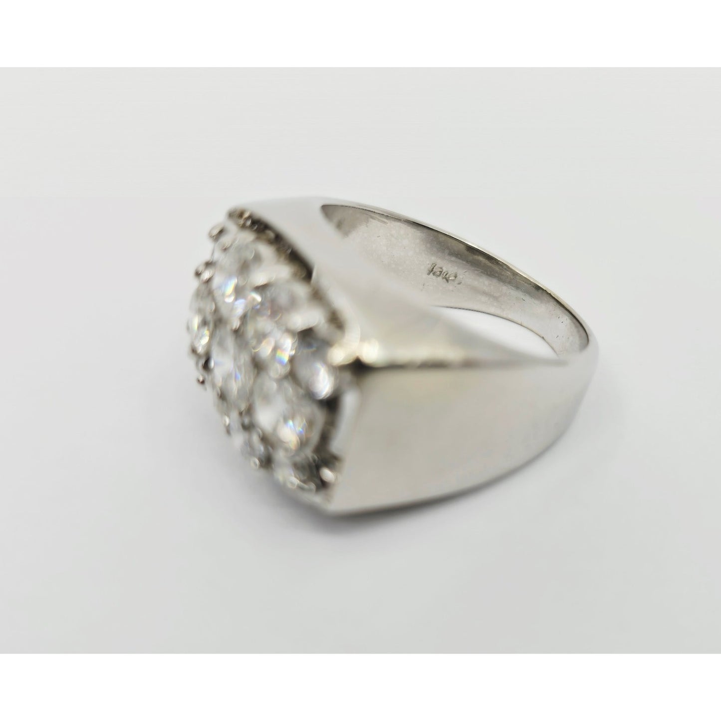 14K White Gold Men's Diamond Cluster Ring