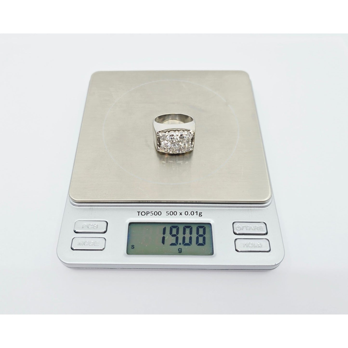 14K White Gold Men's Diamond Cluster Ring