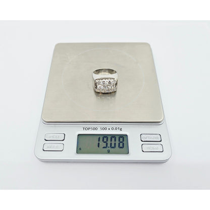 14K White Gold Men's Diamond Cluster Ring