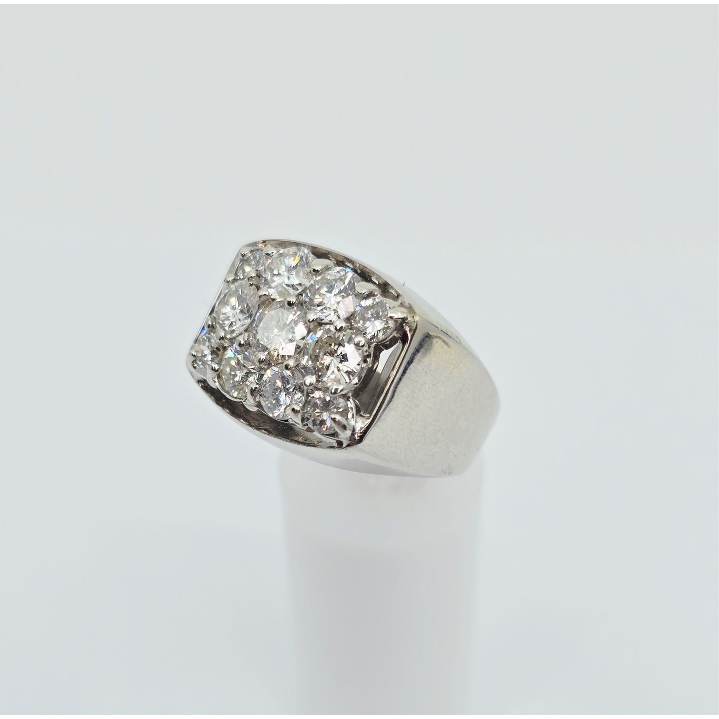 14K White Gold Men's Diamond Cluster Ring