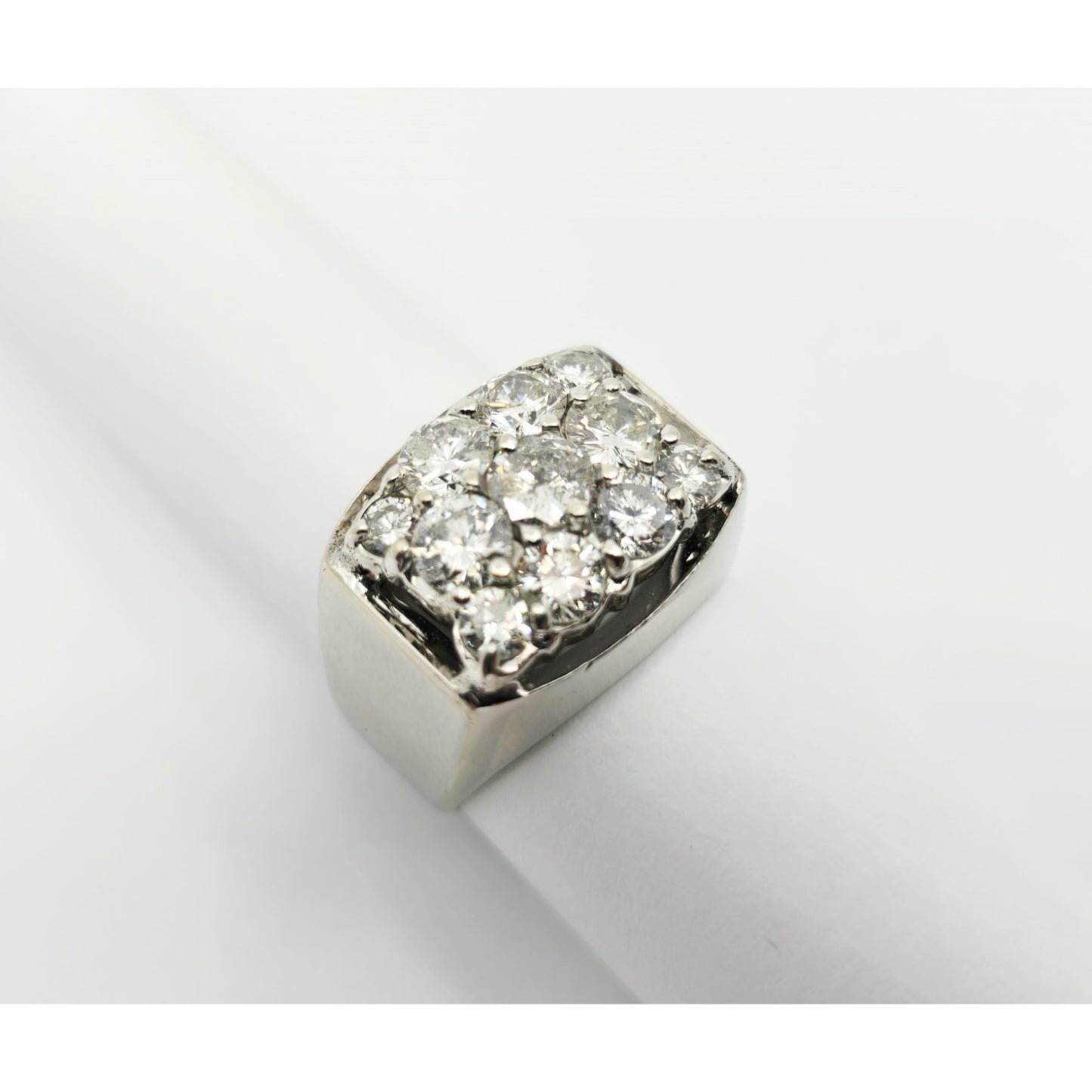 14K White Gold Men's Diamond Cluster Ring
