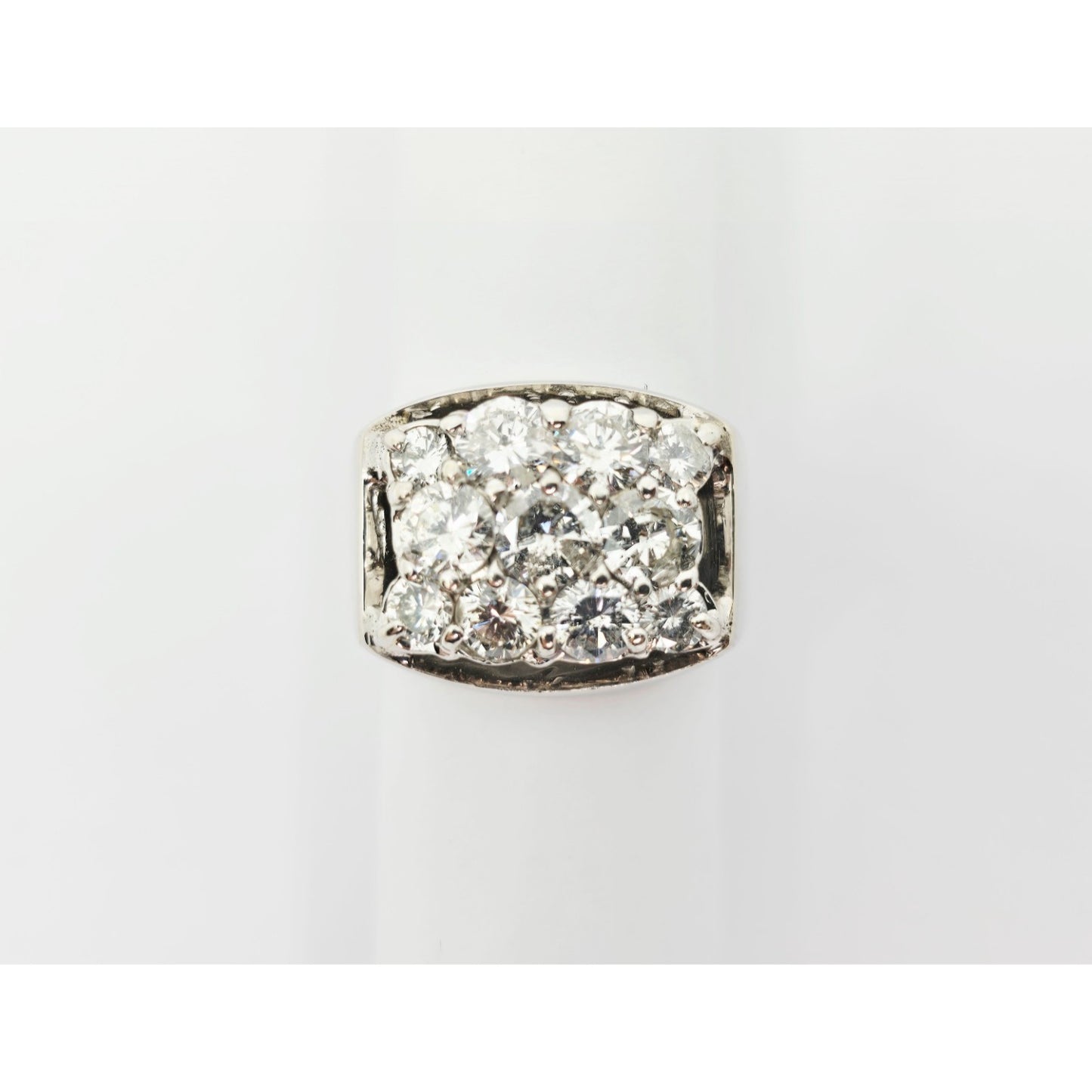 14K White Gold Men's Diamond Cluster Ring