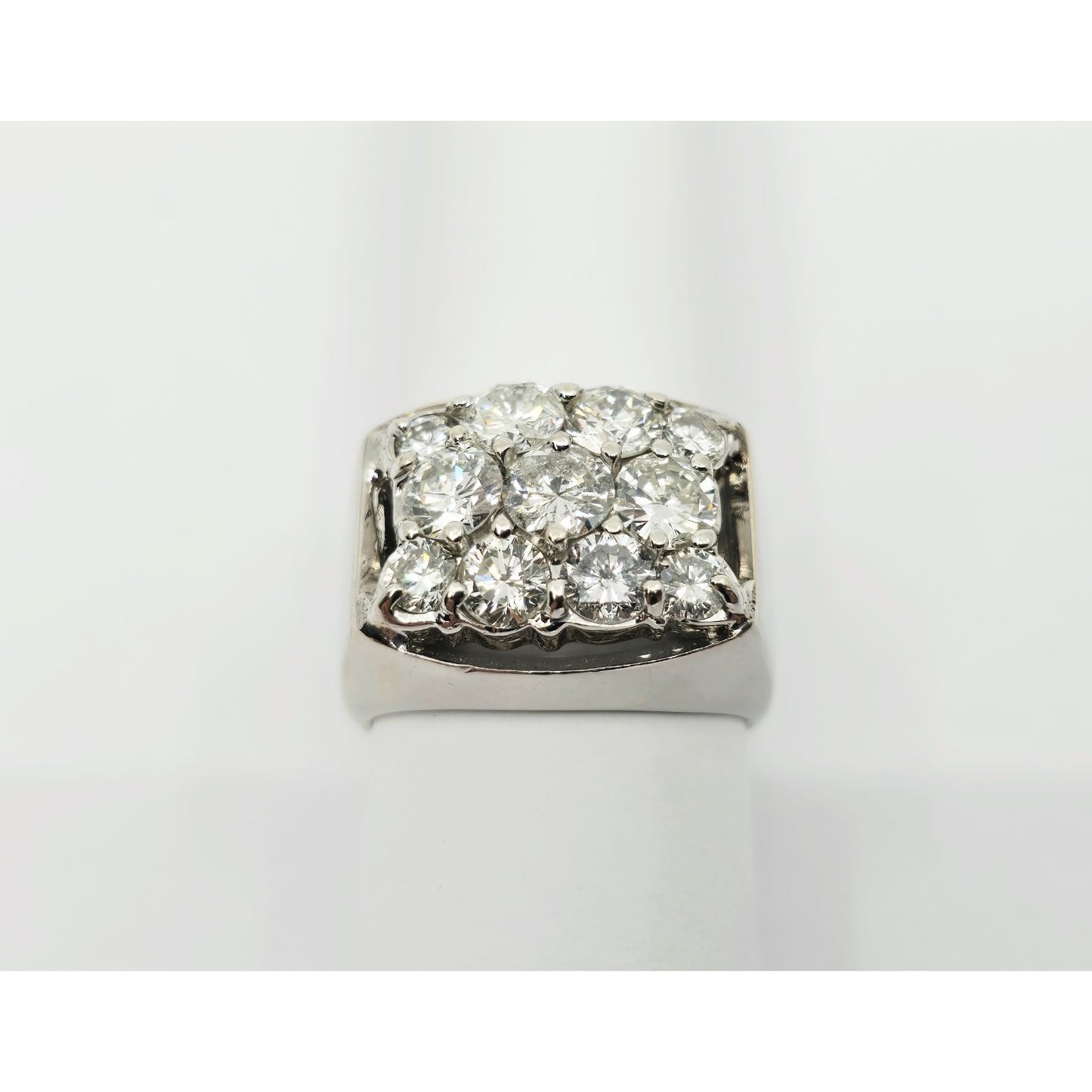 14K White Gold Men's Diamond Cluster Ring