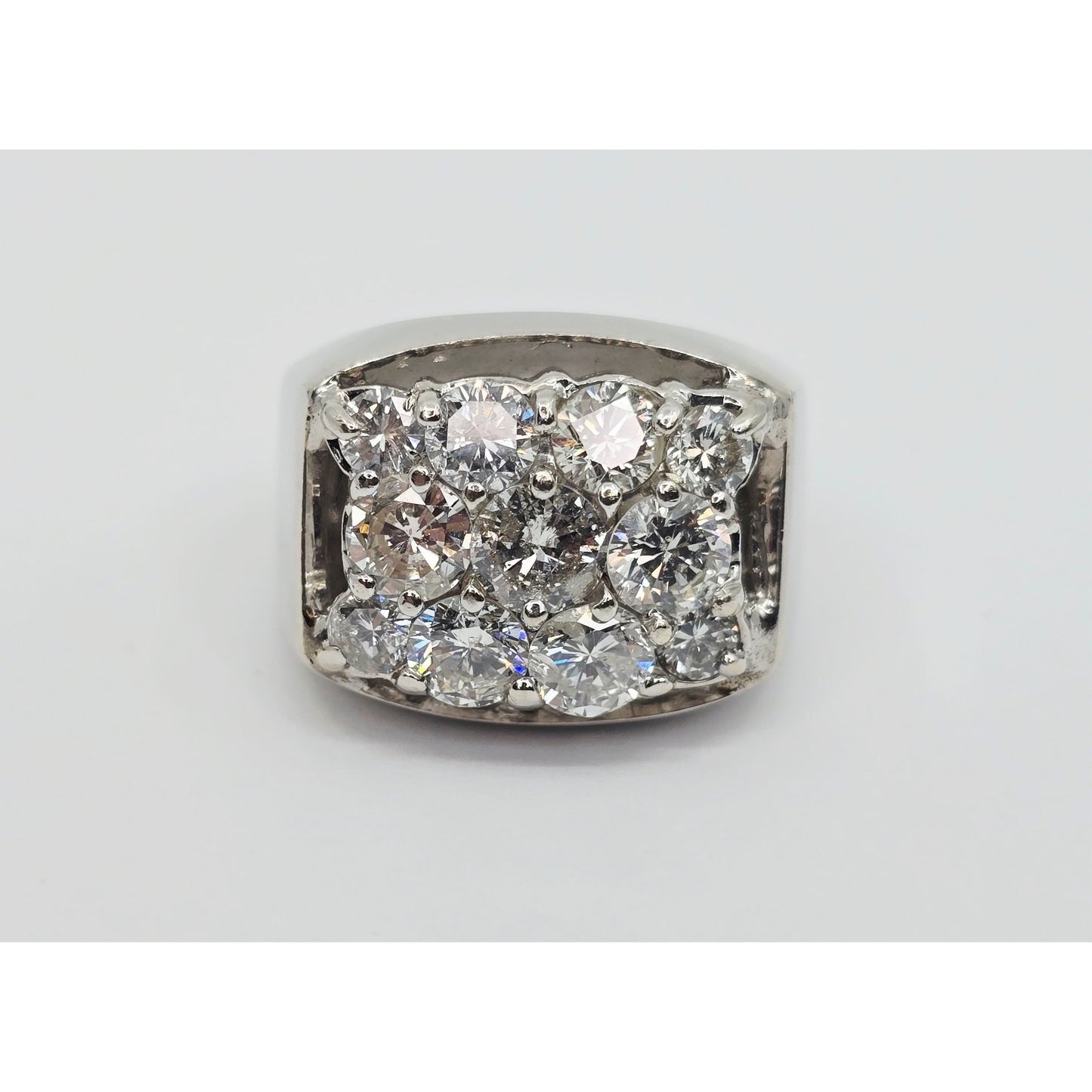 14K White Gold Men's Diamond Cluster Ring