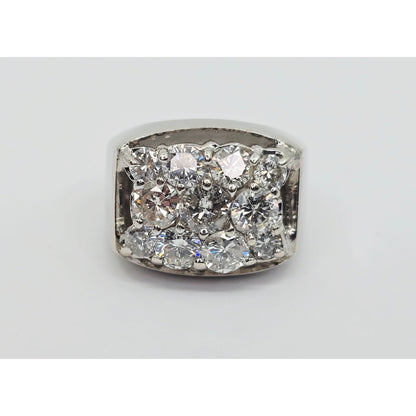 14K White Gold Men's Diamond Cluster Ring