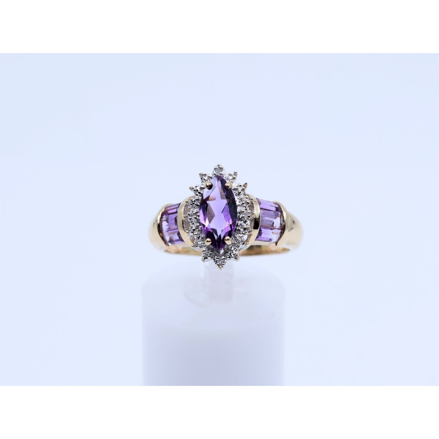 10K Yellow Gold Amethyst & Diamond Ring