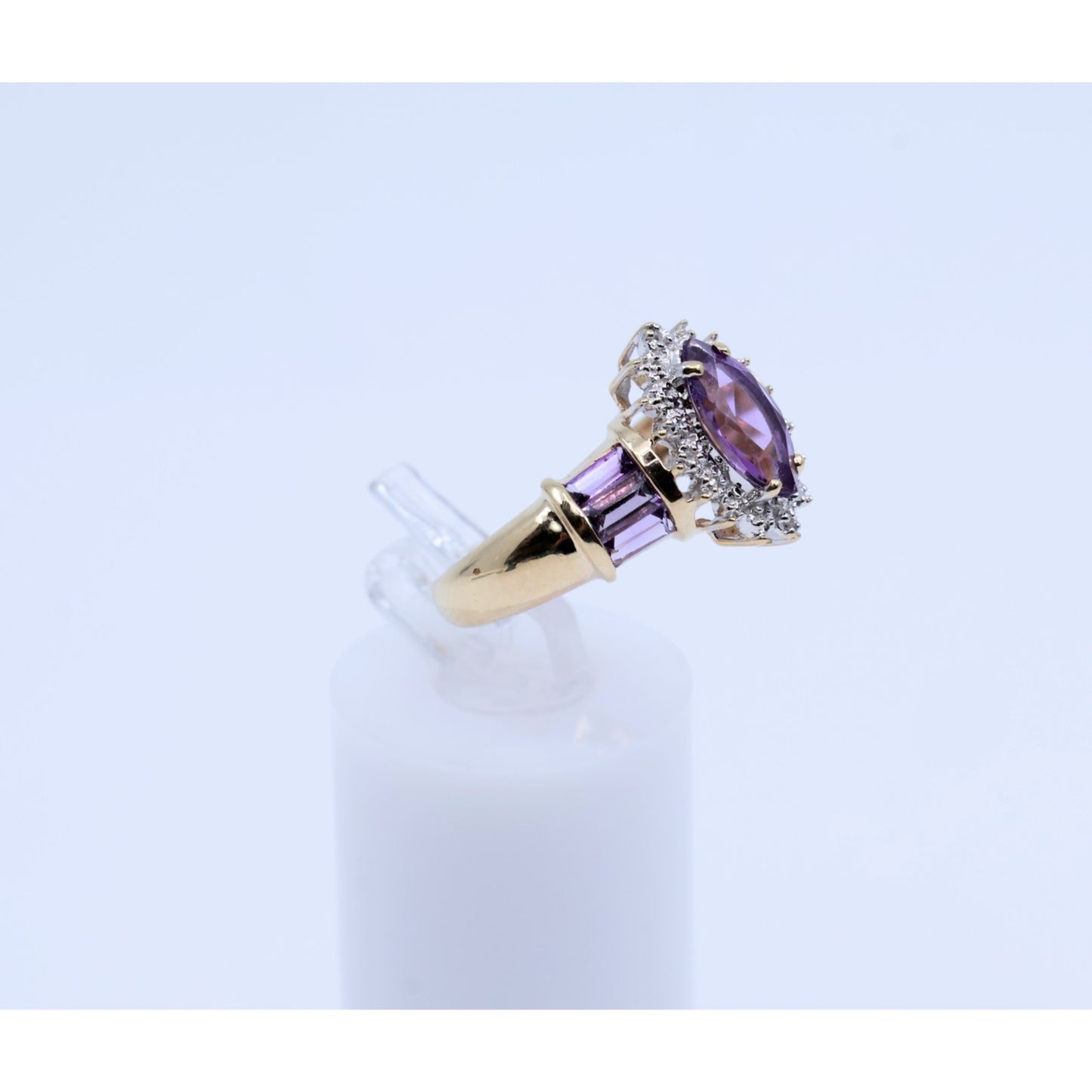 10K Yellow Gold Amethyst & Diamond Ring