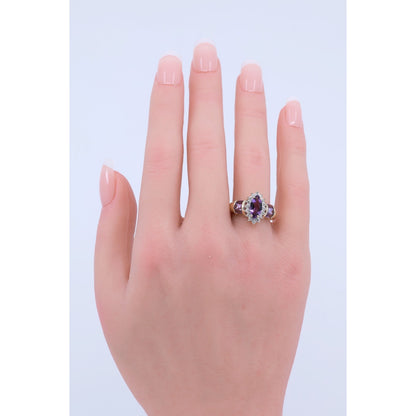10K Yellow Gold Amethyst & Diamond Ring