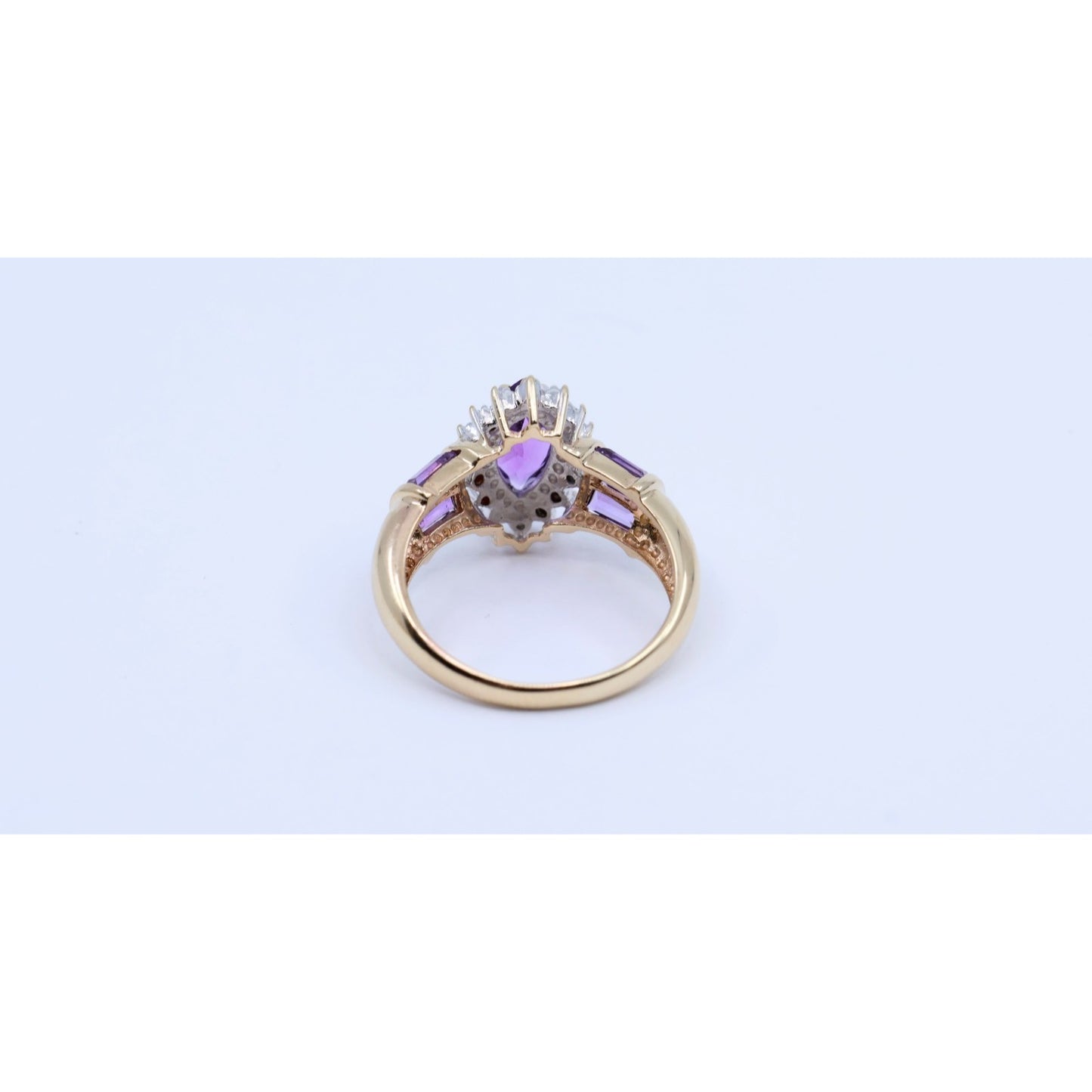 10K Yellow Gold Amethyst & Diamond Ring
