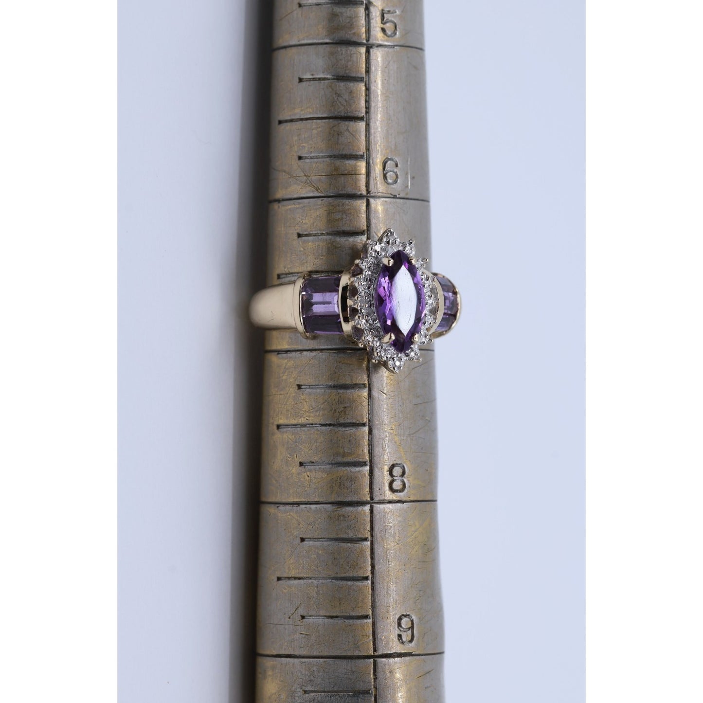 10K Yellow Gold Amethyst & Diamond Ring