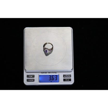 10K Yellow Gold Amethyst & Diamond Ring