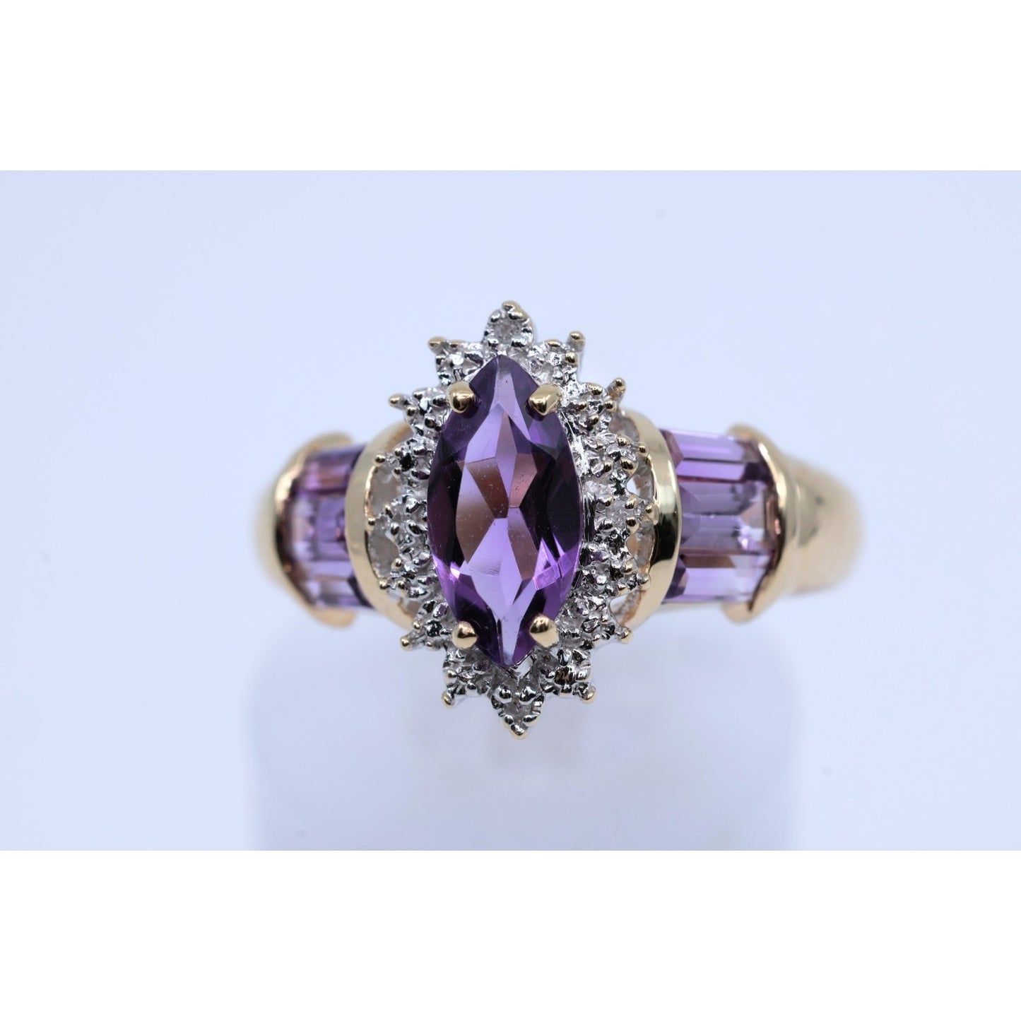 10K Yellow Gold Amethyst & Diamond Ring